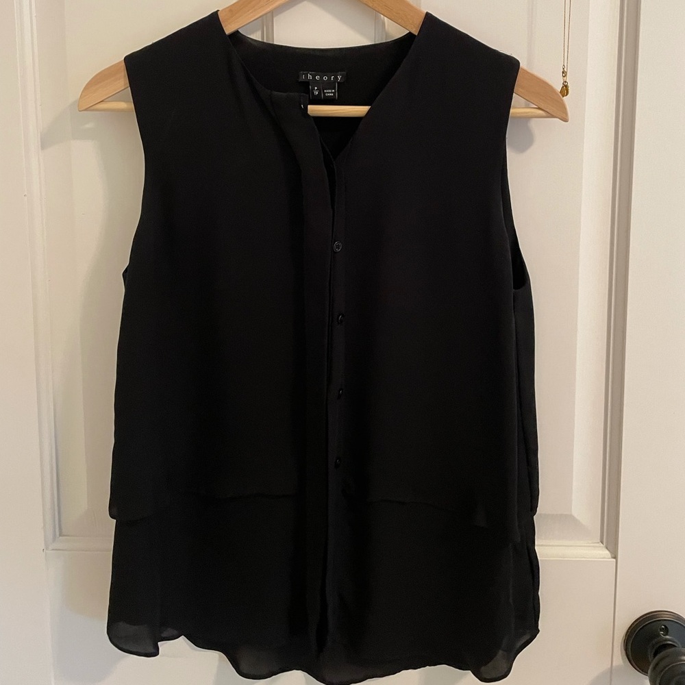 Theory Black Silk Tank